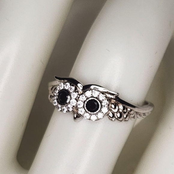 Owl Onyx Eye S925 Ring - Picture 1 of 2